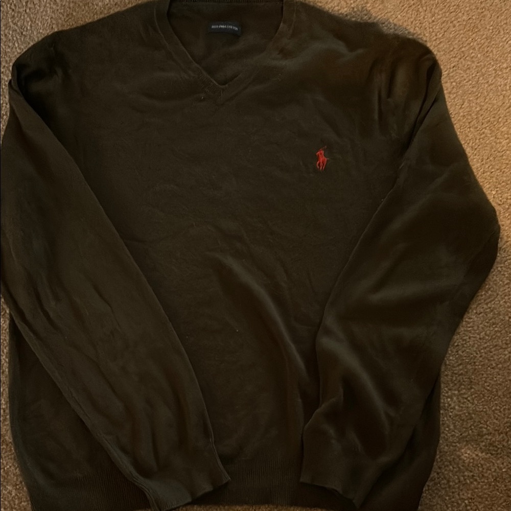 Polo by Ralph Lauren Olive V-Neck Sweater